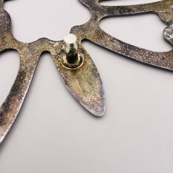 Trivet Butterfly Wall Art Silver Plate Leonard Made In Italy Set Of Two Footed - Picture 5 of 6